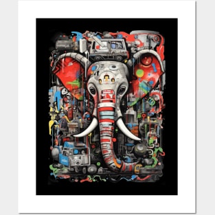 Graffiti Style Elephant Posters and Art